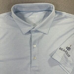 Johnnie-O Lyndon Performance Polo Shirt XL Gulf Blue Striped Bear Trap Golf